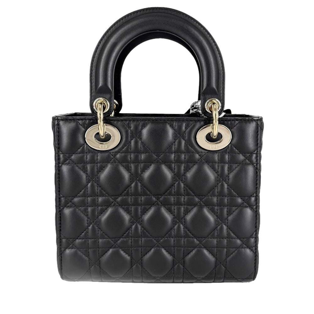 Christian Dior クリスチャンディオール 2WAY カナージュ レディディオール スモール ハンドバッグ ショルダーバッグ My ABCDior ミッツァ付き ラムスキン ブラック 黒 ゴールド金具 レディース【中古品】