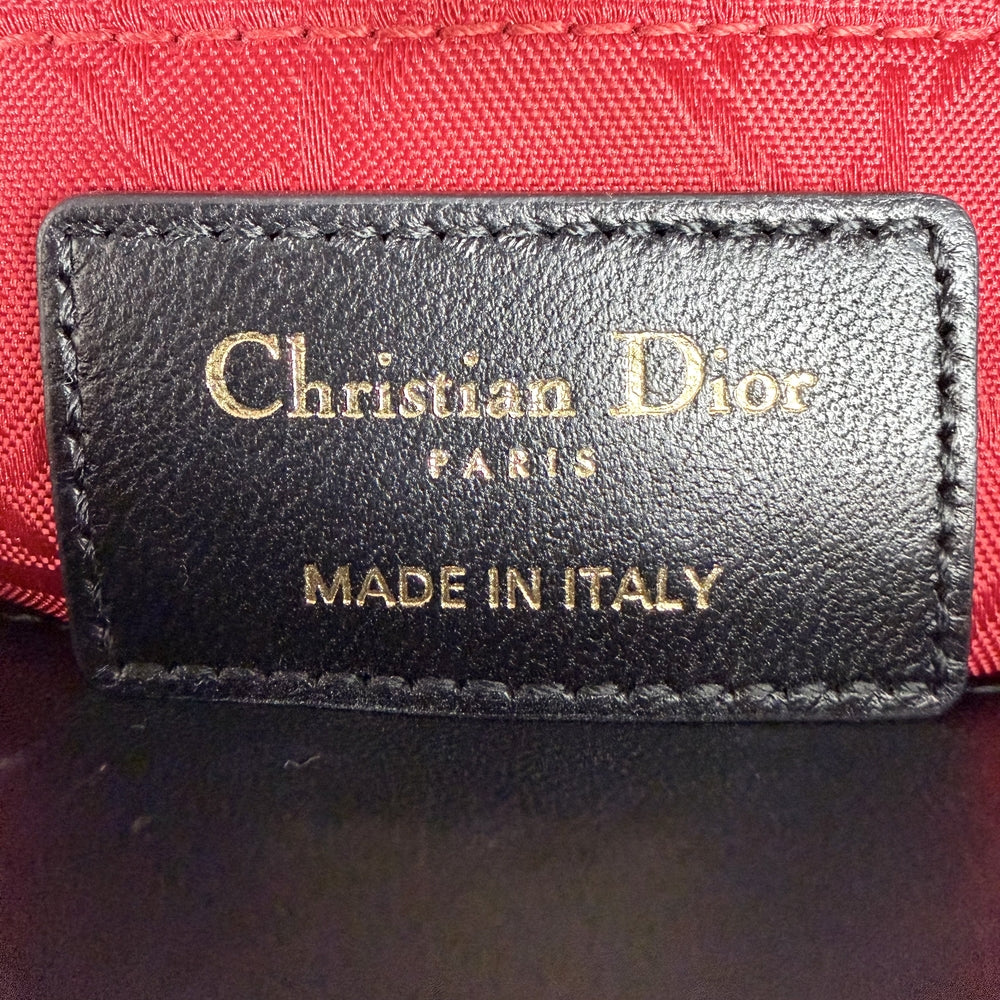 Christian Dior クリスチャンディオール 2WAY カナージュ レディディオール スモール ハンドバッグ ショルダーバッグ My ABCDior ミッツァ付き ラムスキン ブラック 黒 ゴールド金具 レディース【中古品】