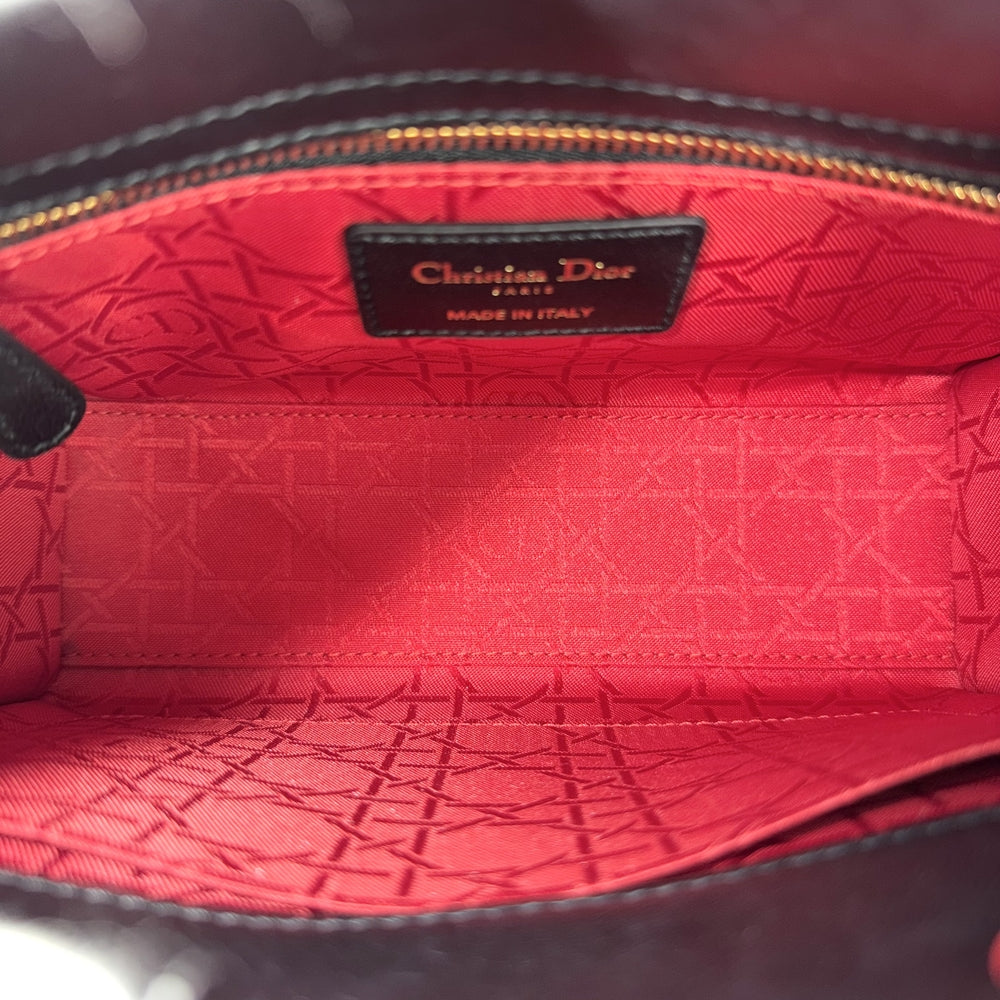 Christian Dior クリスチャンディオール 2WAY カナージュ レディディオール スモール ハンドバッグ ショルダーバッグ My ABCDior ミッツァ付き ラムスキン ブラック 黒 ゴールド金具 レディース【中古品】