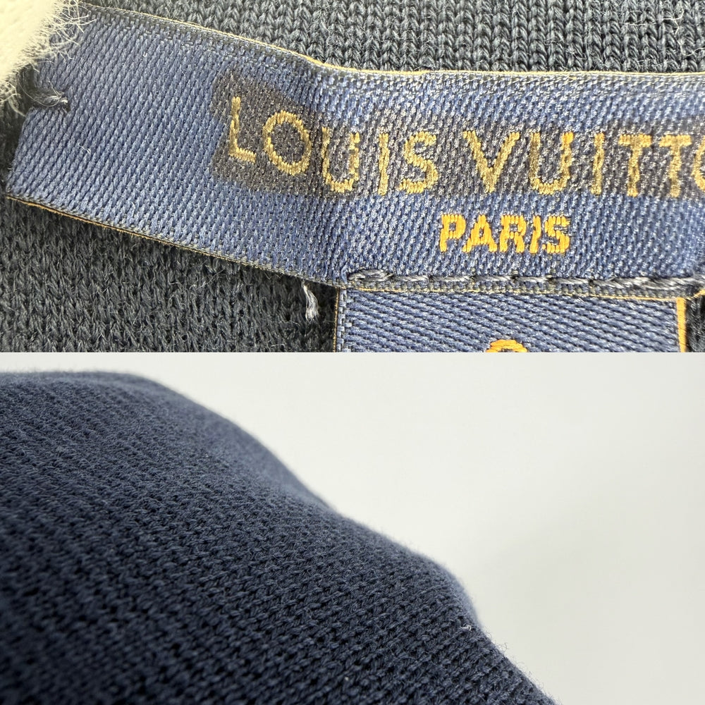 LOUIS VUITTON ルイヴィトン ポロシャツ モノグラムピケ トップス 半袖 アパレル 服 S ネイビー 紺 シルバー金具 夏 コットン レディース【中古品】