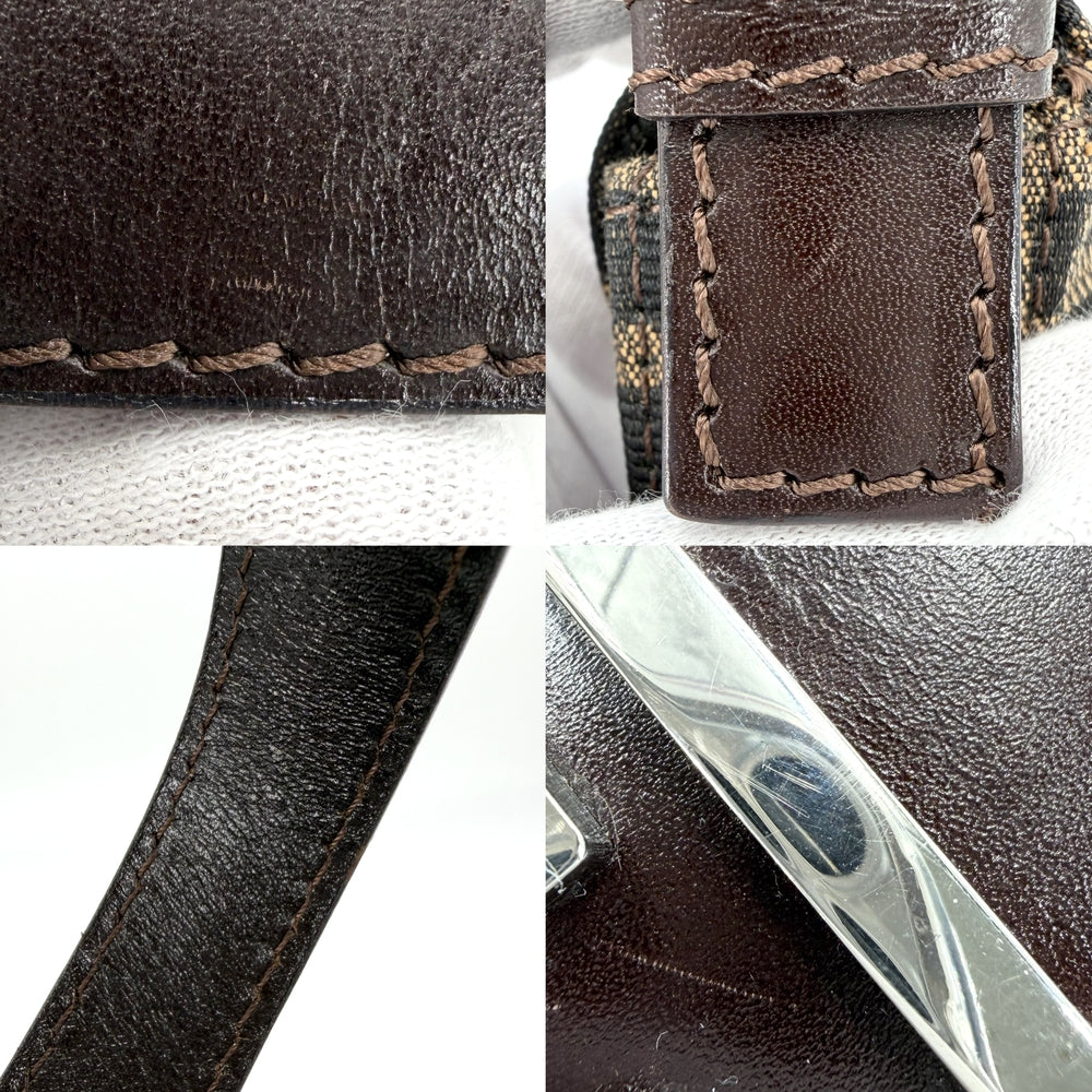 FENDI フェンディ ショルダーバッグ ズッカ マンマバケット 26424 キャンバス レザー ブラウン 茶 シルバー金具 レディース【中古品】