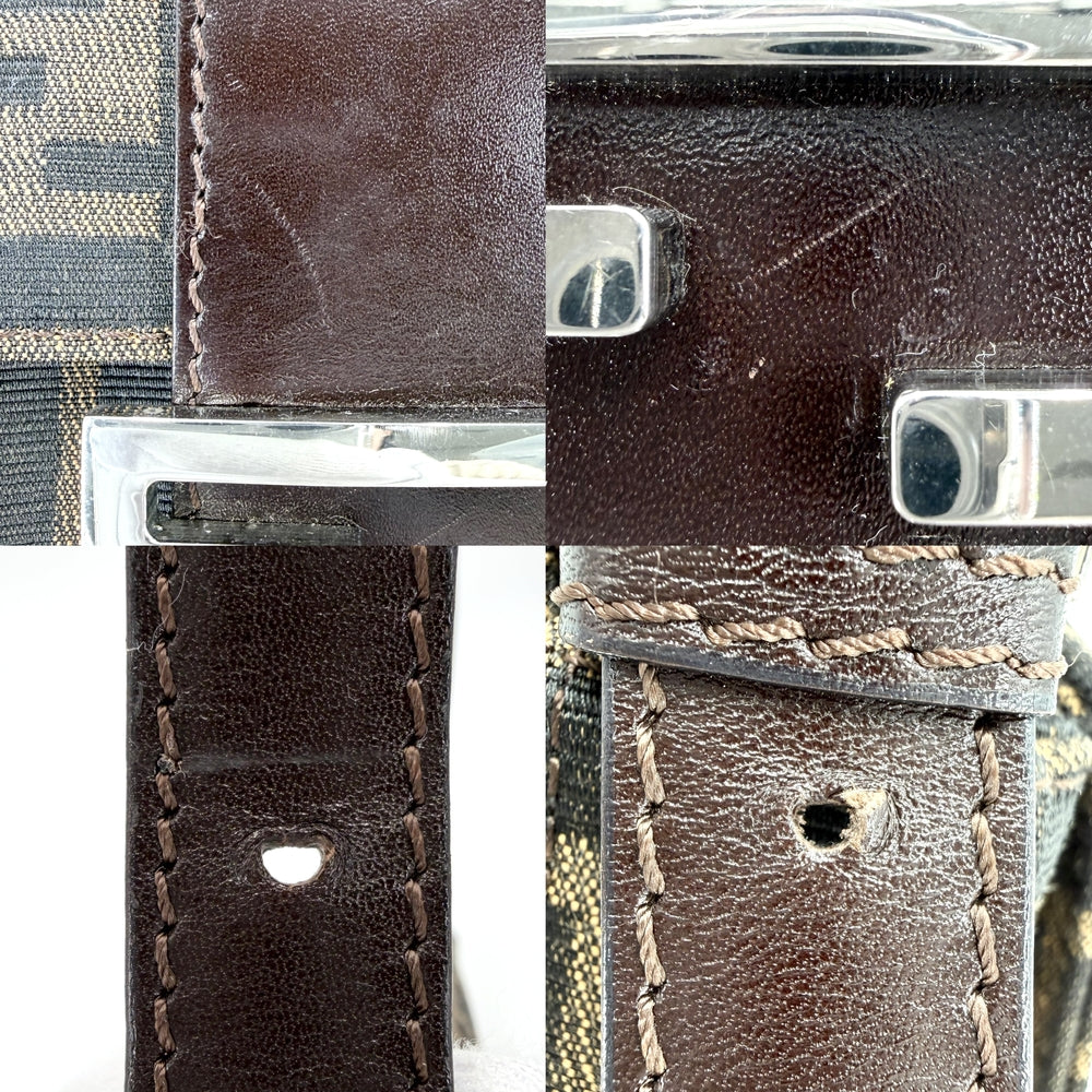 FENDI フェンディ ショルダーバッグ ズッカ マンマバケット 26424 キャンバス レザー ブラウン 茶 シルバー金具 レディース【中古品】