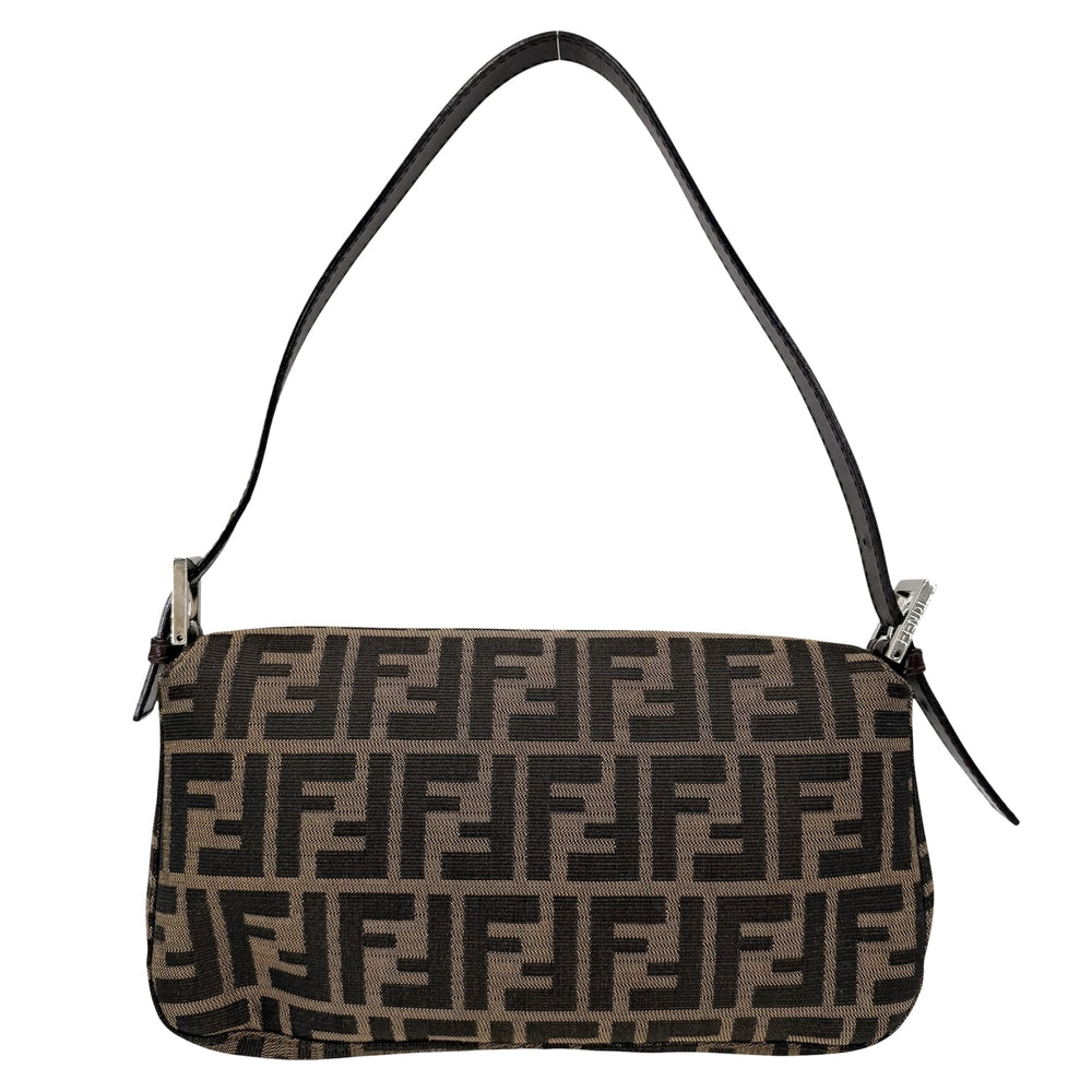 FENDI フェンディ ショルダーバッグ ズッカ マンマバケット 26424 キャンバス レザー ブラウン 茶 シルバー金具 レディース【中古品】