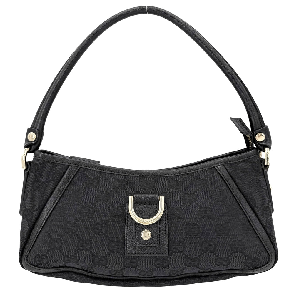 GUCCI グッチ ハンドバッグ アビ― 130939 GGキャンバス レザー ブラック 黒 ゴールド金具 レディース【中古品】