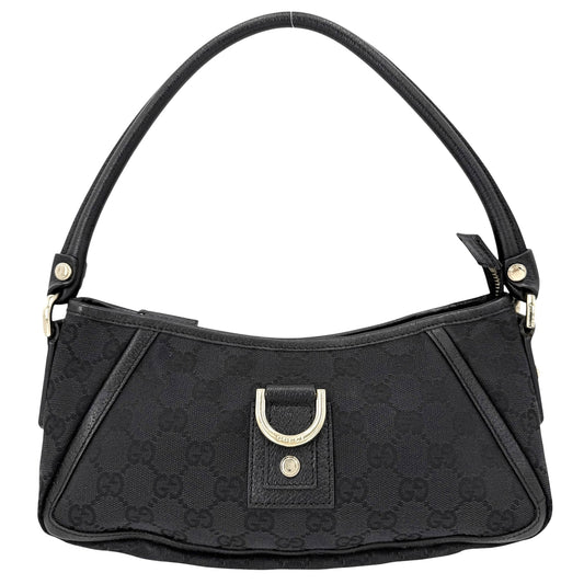 GUCCI グッチ ハンドバッグ アビ― 130939 GGキャンバス レザー ブラック 黒 ゴールド金具 レディース【中古品】