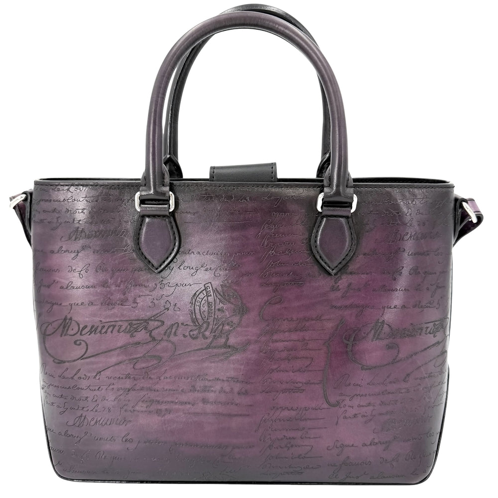 Berluti ベルルッティ 2WAY カリグラフィ トゥジュール ショルダーバッグ ハンドバッグ トートバッグ レザー パープル 紫
 シルバー金具 メンズ【中古品】