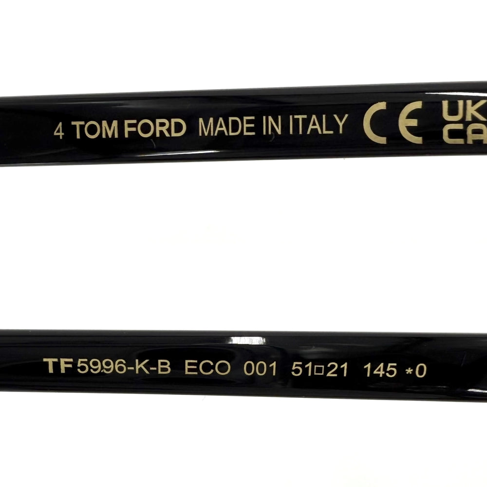 TOM FORD トムフォード サングラス 眼鏡 アイウェア ブルーライトカット 伊達メガネ TF5996 ブラック 黒 ゴールド金具 ユニセックス【中古品】