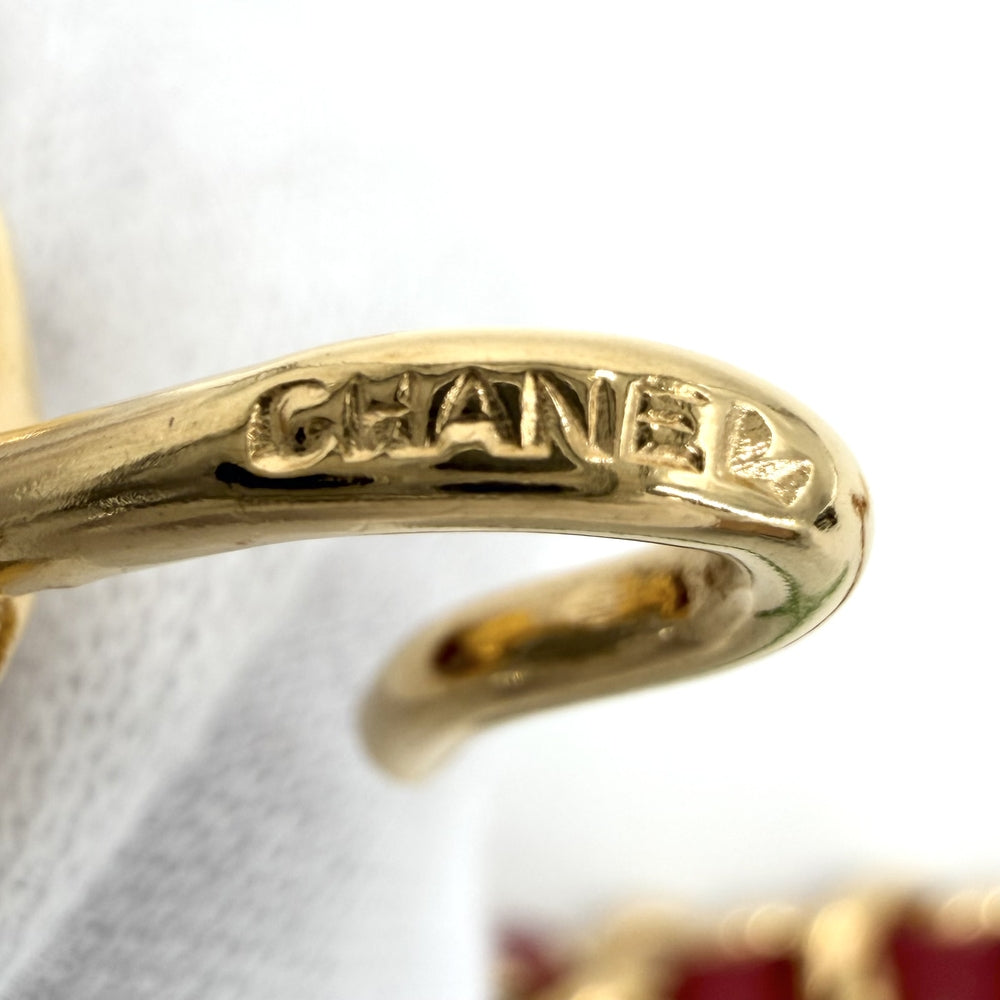 CHANEL シャネル ベルト メダル チェーンベルト ファッションアイテム 小物 ココマーク ヴィンテージ GP レザー レッド 赤 ゴールド金具 レディース【中古品】