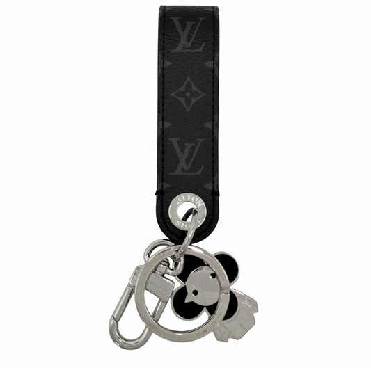 LOUIS VUITTON ルイヴィトン キーリング モノグラムエクリプス ドラゴンヌ ヴィヴィエンヌ キーホルダー チャーム M01821 ブラック 黒 シルバー金具 メンズ【中古品】