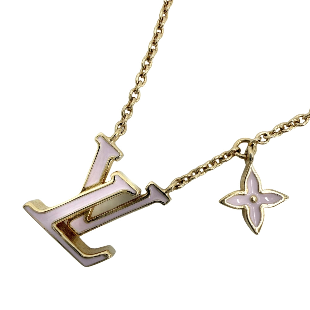 LOUIS VUITTON ルイヴィトン ネックレス ネックレスLV アイコニックエナメル アクセサリー 小物 モノグラムフラワー M01215 ゴールド ピンク レディース 約5.5g【中古品】