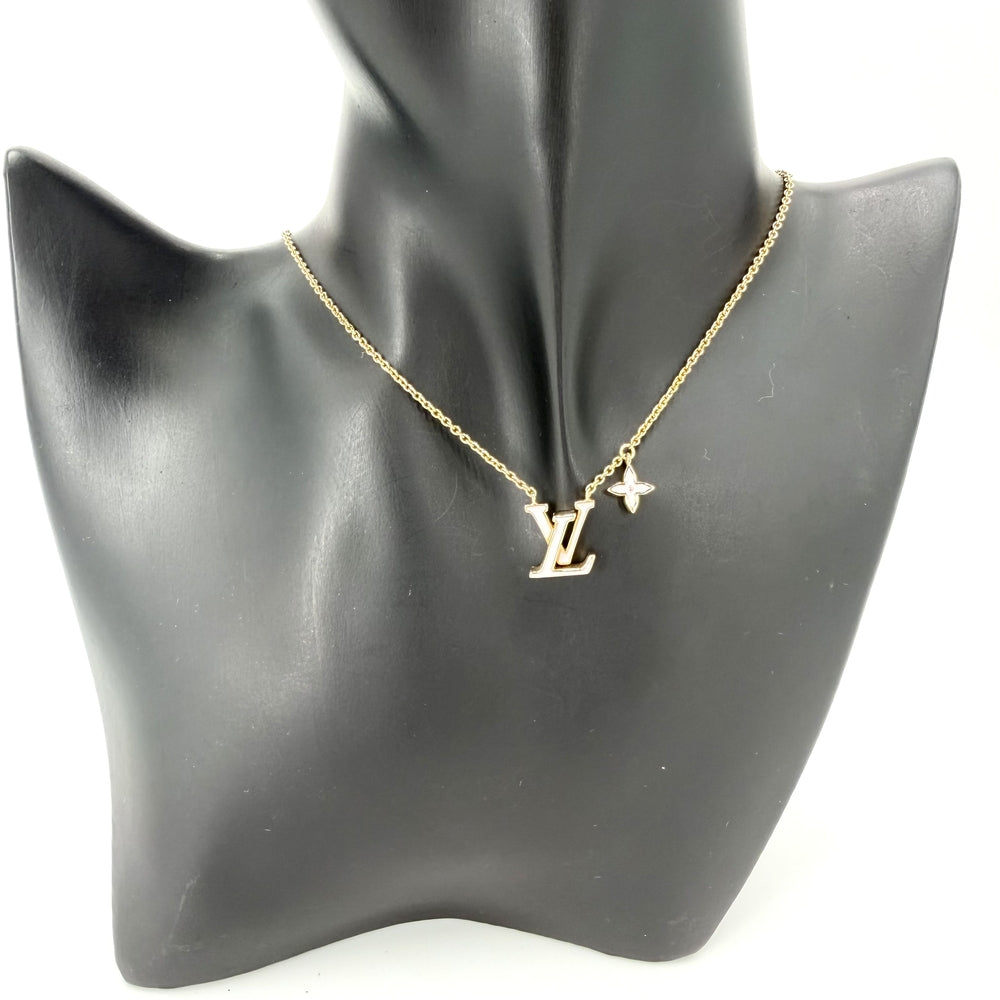 LOUIS VUITTON ルイヴィトン ネックレス ネックレスLV アイコニックエナメル アクセサリー 小物 モノグラムフラワー M01215 ゴールド ピンク レディース 約5.5g【中古品】