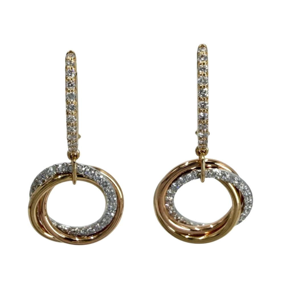 CARTIER カルティエ ピアス トリニティ フープ アクセサリー ジュエリー Trinity 18金 Au750 K18イエローゴールド K18ピンクゴールド K18ホワイトゴールド レディース 約6.8g【中古品】