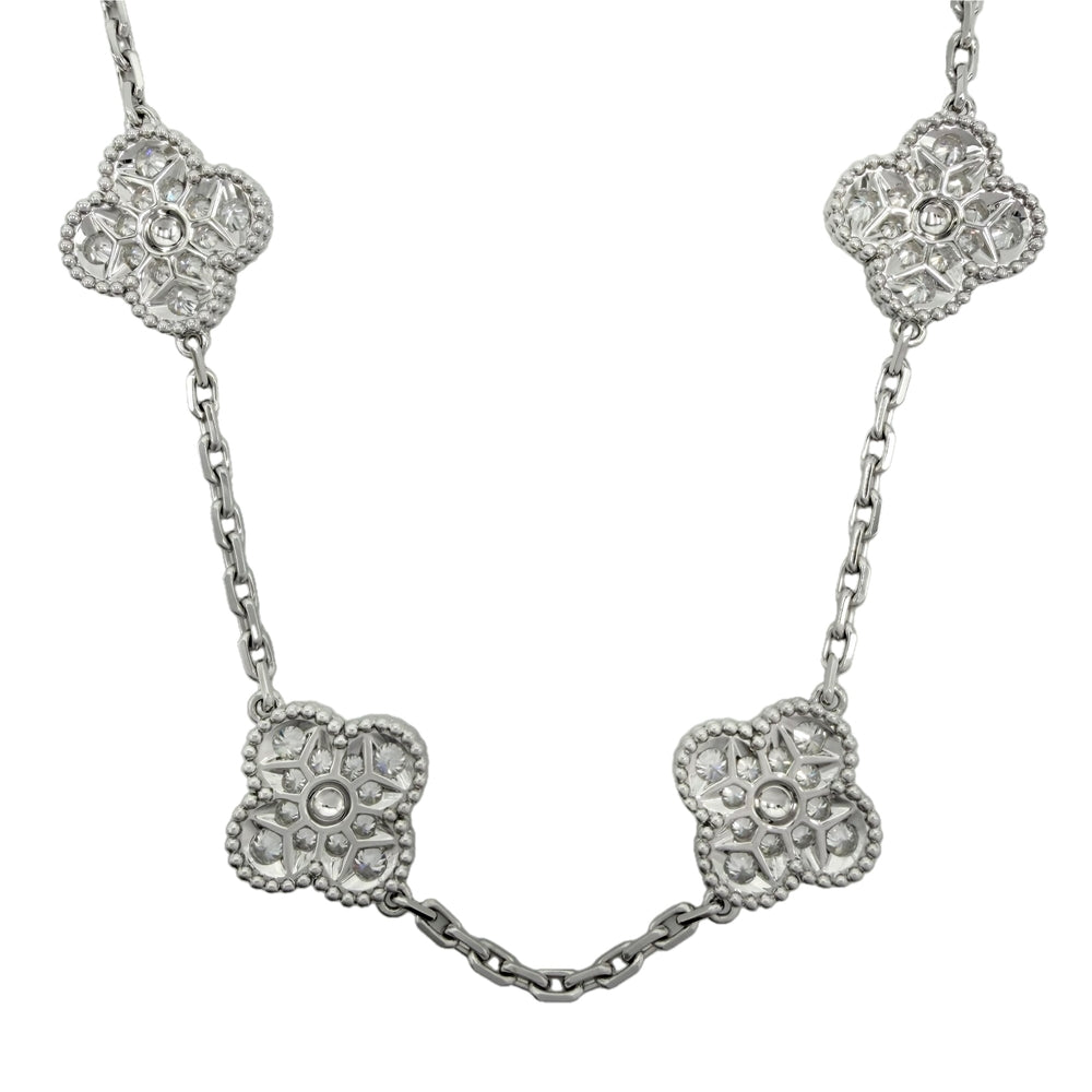 Van Cleef & Arpels ヴァンクリーフ＆アーペル ネックレス 10モチーフ ヴィンテージアルハンブラ 18金 K18ホワイトゴールド ダイヤモンド VCARA42400 レディース 約27.3g【中古品】
