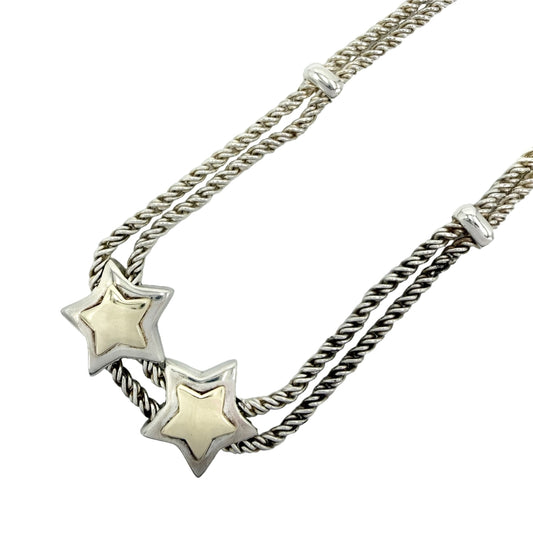 TIFFANY&Co. ティファニー ネックレス ダブルパフスター ロープ ジュエリー アクセサリー Au750 18金YG シルバー925 K18イエローゴールド レディース 約41.7g【中古品】