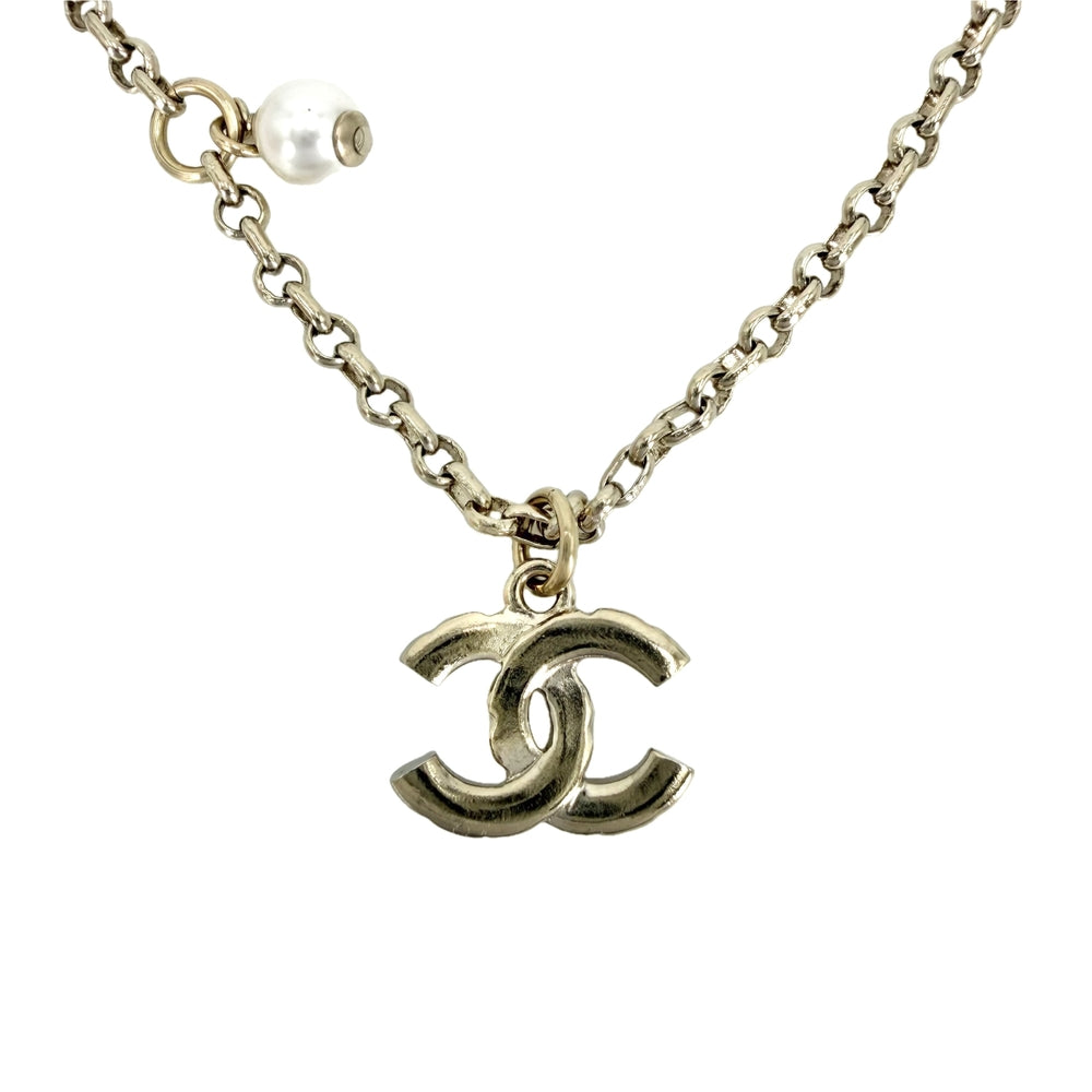 CHANEL シャネル ネックレス ココマーク アクセサリー GP ラインストーン フェイクパール C21K ゴールド レディース 約11.8g 2021年【中古品】