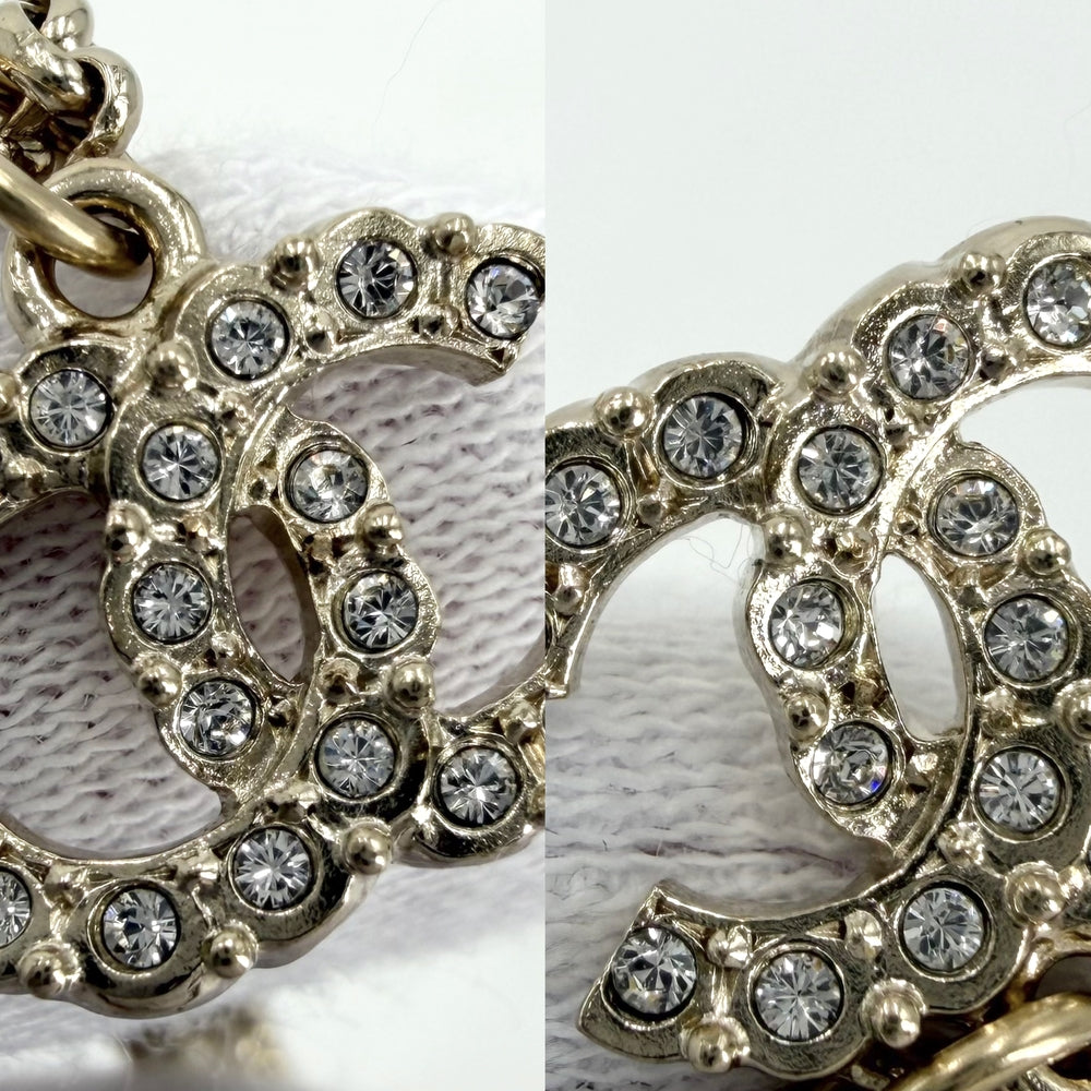 CHANEL シャネル ネックレス ココマーク アクセサリー GP ラインストーン フェイクパール C21K ゴールド レディース 約11.8g 2021年【中古品】