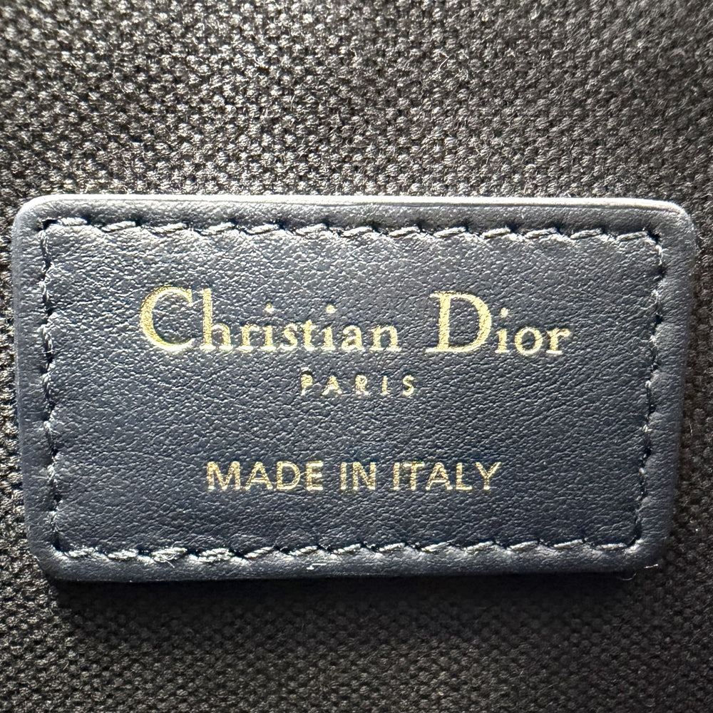 Christian Dior クリスチャンディオール 2WAY ブックトート オブリーク ショルダーバッグ トートバッグ コットンキャンバス カーフスキン ネイビー 紺 ベージュ レディース【中古品】