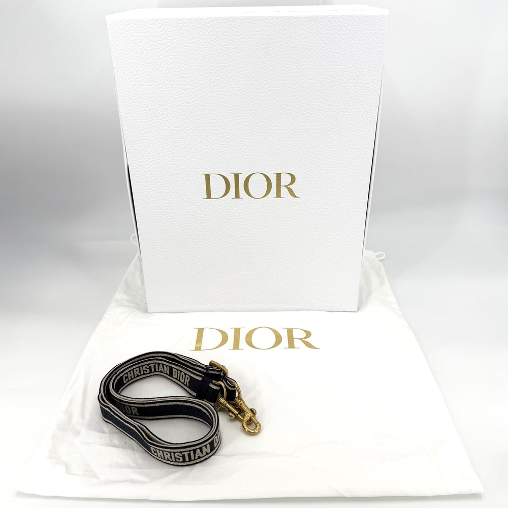Christian Dior クリスチャンディオール 2WAY ブックトート オブリーク ショルダーバッグ トートバッグ コットンキャンバス カーフスキン ネイビー 紺 ベージュ レディース【中古品】
