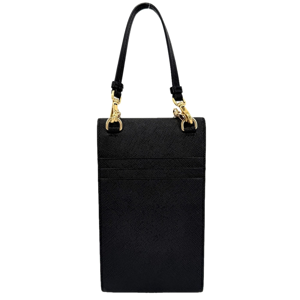 PRADA プラダ 2WAY トライアングルロゴ サフィアーノ ミニチェーンショルダーバッグ ハンドバッグ レザー ブラック 黒 シルバー金具 レディース【中古品】