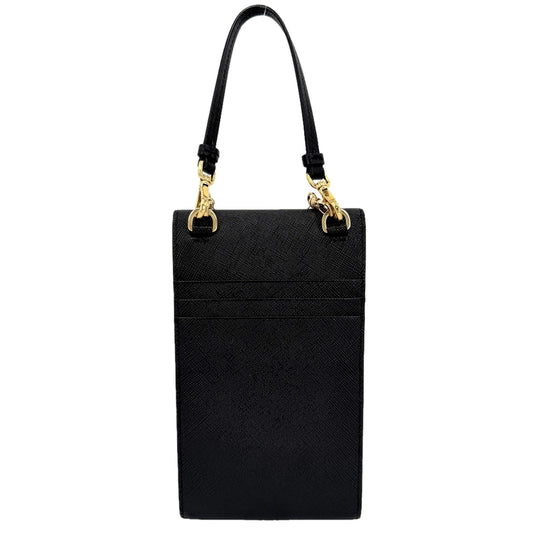 PRADA プラダ 2WAY トライアングルロゴ サフィアーノ ミニチェーンショルダーバッグ ハンドバッグ レザー ブラック 黒 シルバー金具 レディース【中古品】