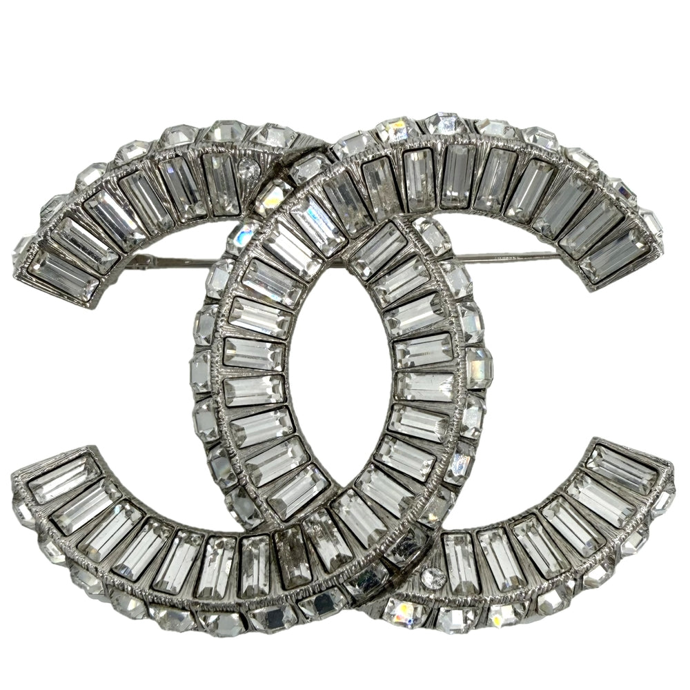 CHANEL シャネル ブローチ ココマーク アクセサリー ラインストーン B24V シルバー レディース 約24.3g 2024年【中古品】