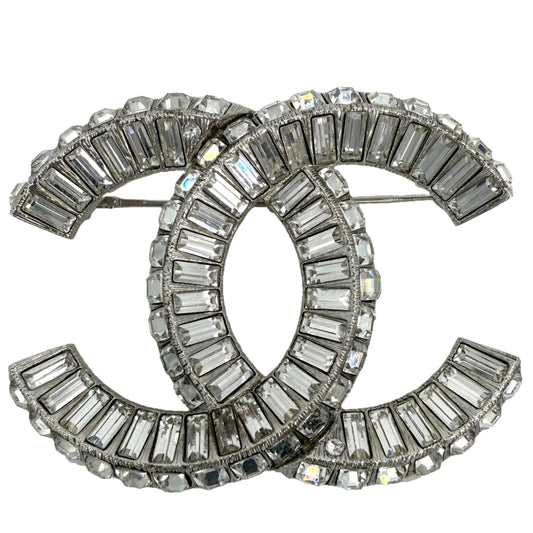 CHANEL シャネル ブローチ ココマーク アクセサリー ラインストーン B24V シルバー レディース 約24.3g 2024年【中古品】
