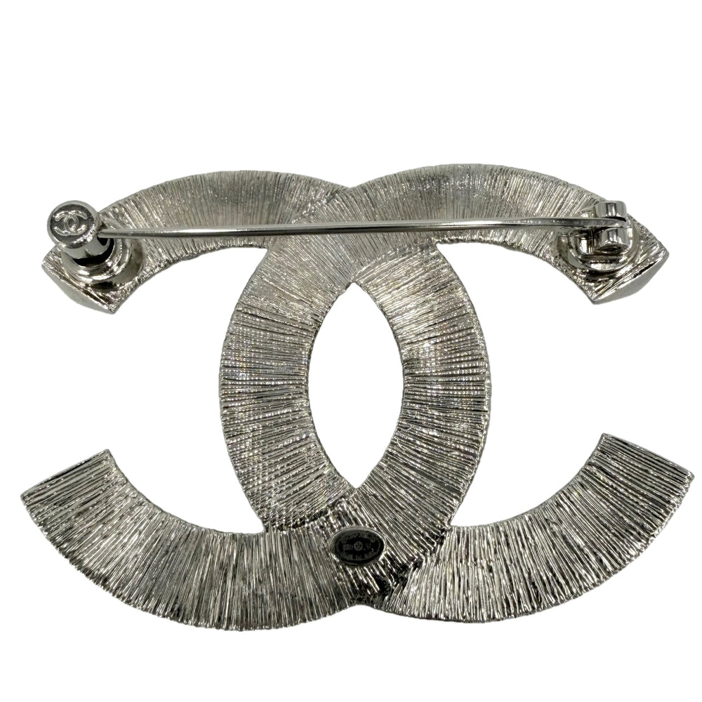 CHANEL シャネル ブローチ ココマーク アクセサリー ラインストーン B24V シルバー レディース 約24.3g 2024年【中古品】