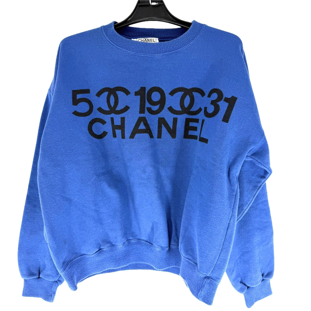 CHANEL シャネル スウェット ココマーク ロゴ アパレル ヴィンテージ 服 トレーナー M 24612 ブルー 青 春 秋 コットン レディース【中古品】