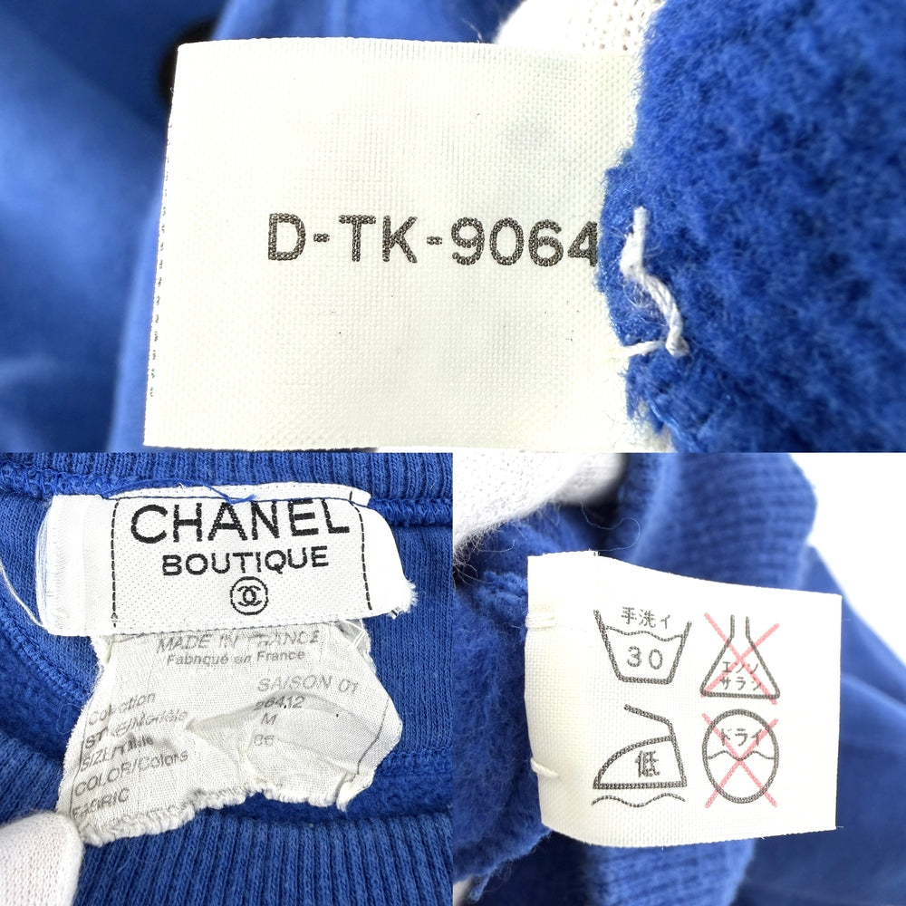 CHANEL シャネル スウェット ココマーク ロゴ アパレル ヴィンテージ 服 トレーナー M 24612 ブルー 青 春 秋 コットン レディース【中古品】