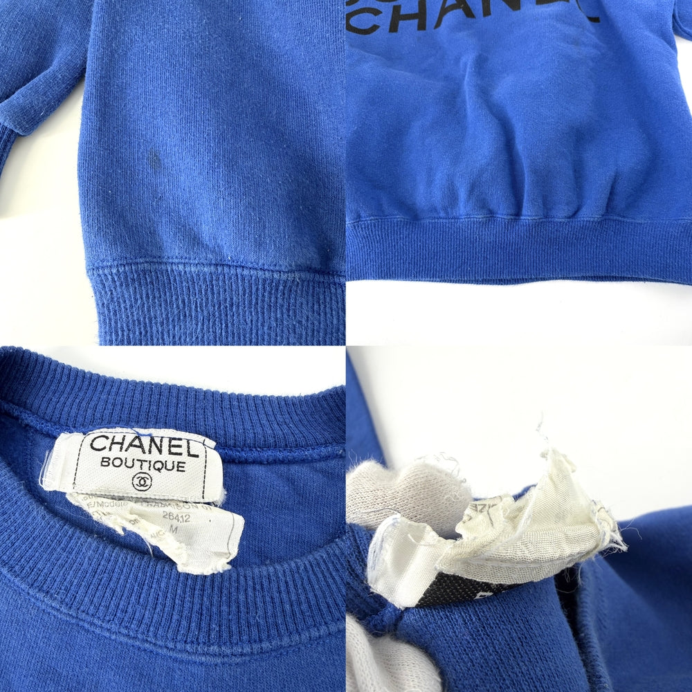 CHANEL シャネル スウェット ココマーク ロゴ アパレル ヴィンテージ 服 トレーナー M 24612 ブルー 青 春 秋 コットン レディース【中古品】