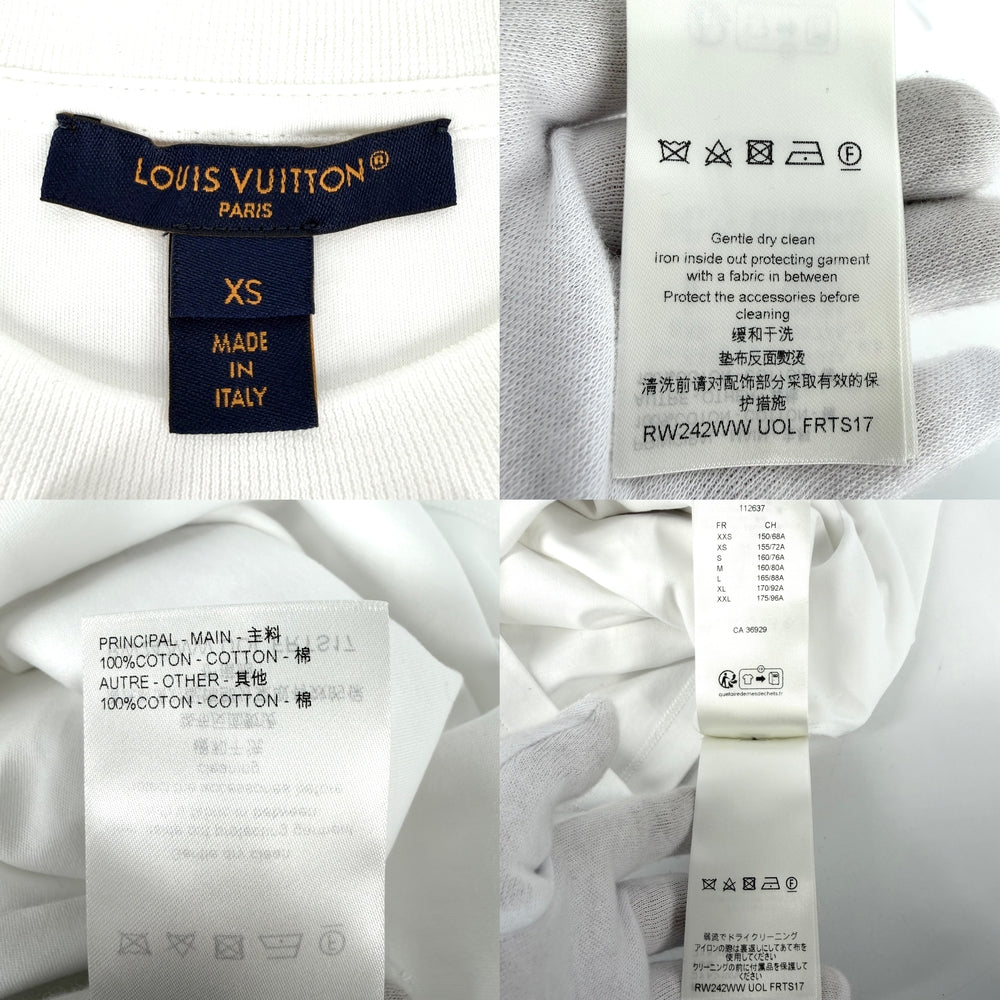 LOUIS VUITTON ルイヴィトン 半袖Ｔシャツ プリント チェーン アパレル トップス 服 RW242WW UOL FRTS59 XS ホワイト 白 春 夏 コットン メンズ【中古品】