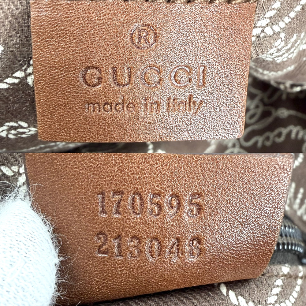 GUCCI グッチ ショルダーバッグ ワンショルダー 170595 キャンバス レザー ベージュ ブラウン 茶 ゴールド金具 レディース【中古品】