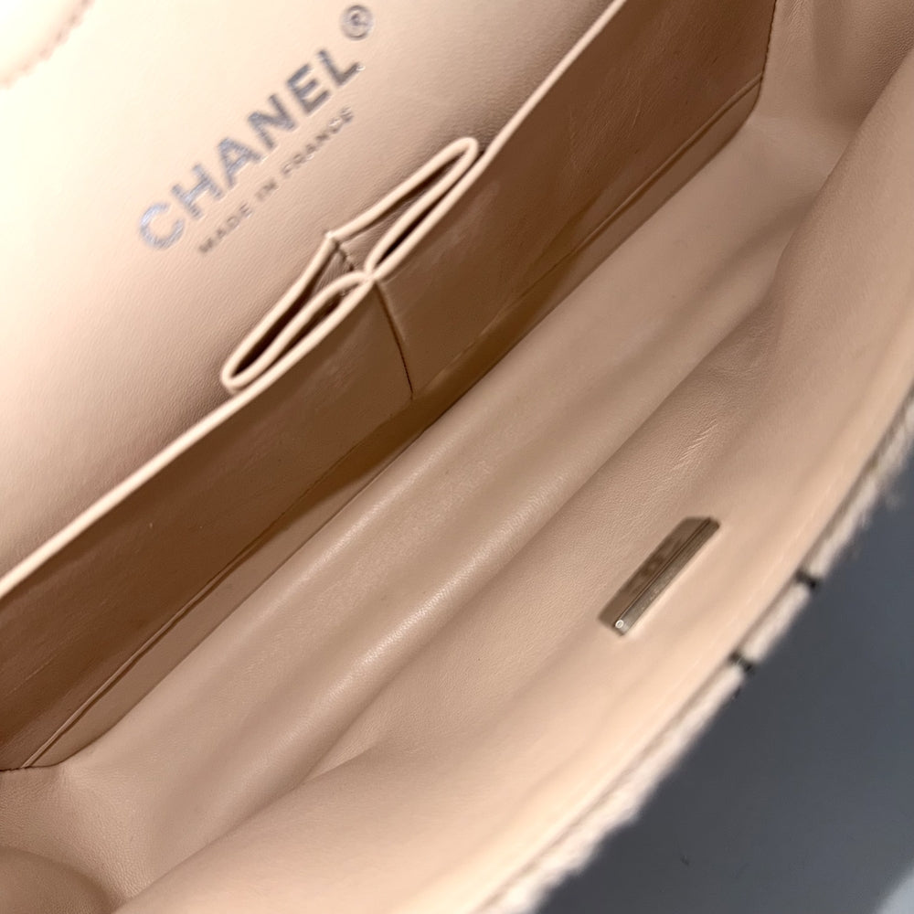 CHANEL シャネル ショルダーバッグ マトラッセ25 ココマーク ツイード レザー ピンクベージュ ブラック金具 レディース【中古品】