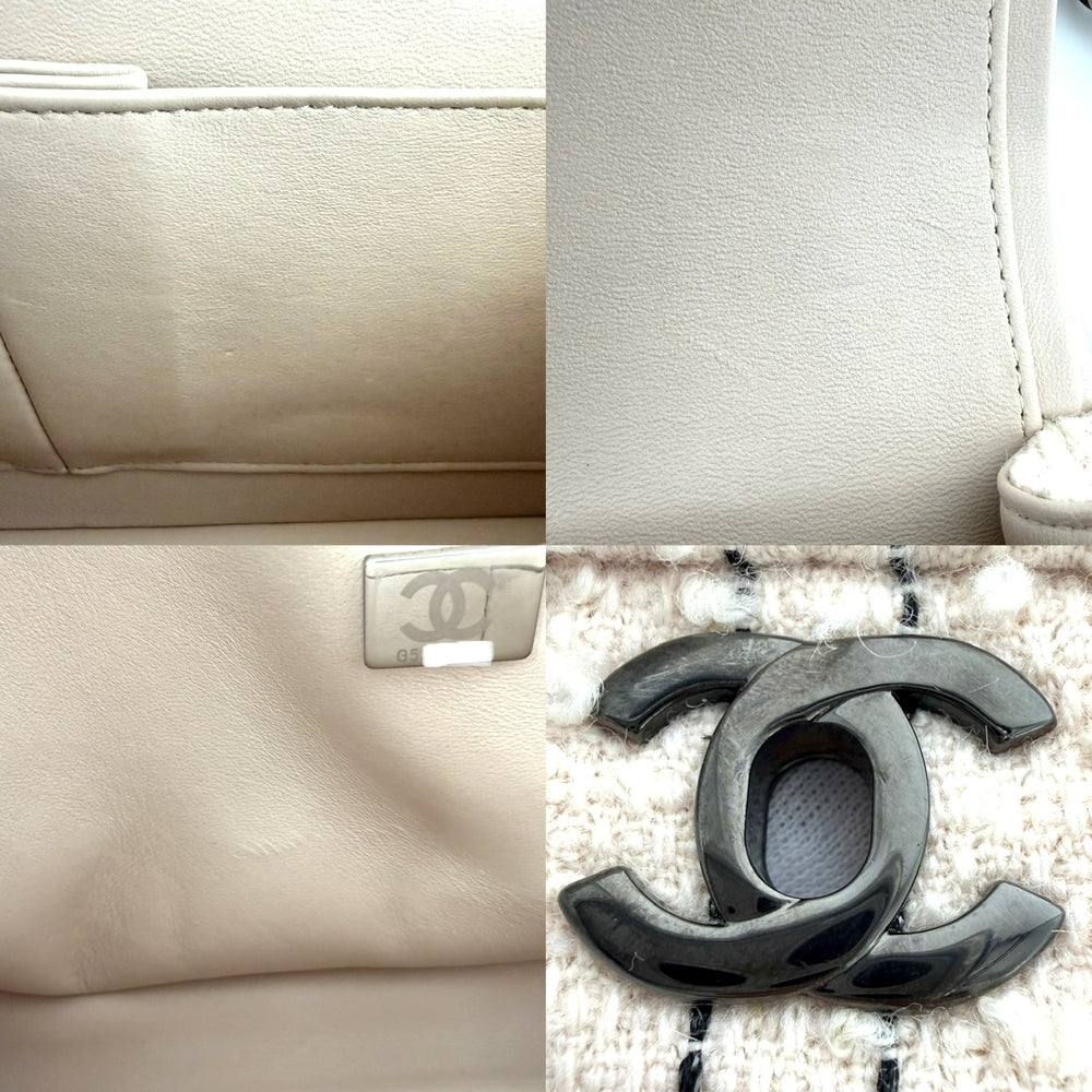 CHANEL シャネル ショルダーバッグ マトラッセ25 ココマーク ツイード レザー ピンクベージュ ブラック金具 レディース【中古品】