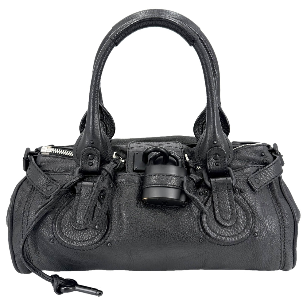 Chloe クロエ ハンドバッグ パディントン レザー ブラック 黒 ブラック×シルバー金具 レディース【中古品】