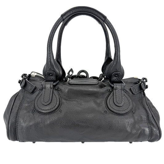 Chloe クロエ ハンドバッグ パディントン レザー ブラック 黒 ブラック×シルバー金具 レディース【中古品】