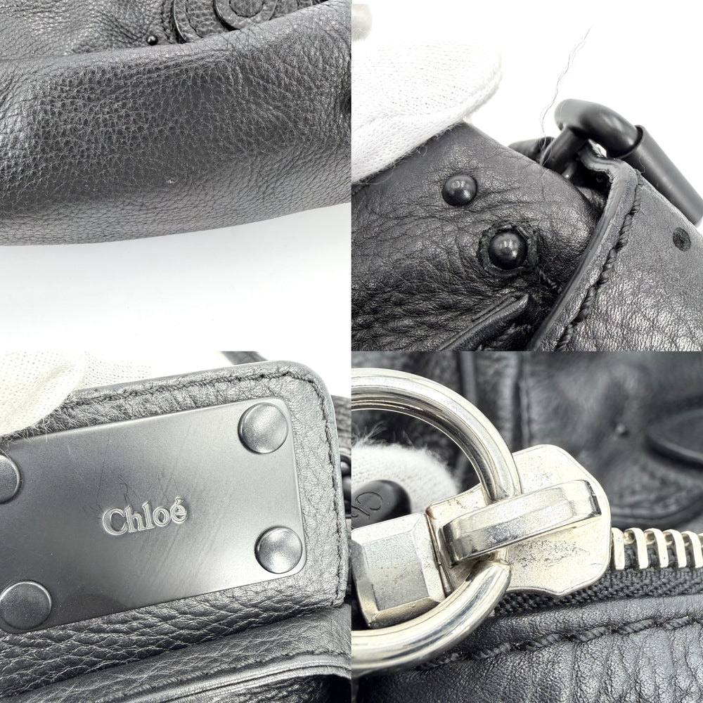 Chloe クロエ ハンドバッグ パディントン レザー ブラック 黒 ブラック×シルバー金具 レディース【中古品】