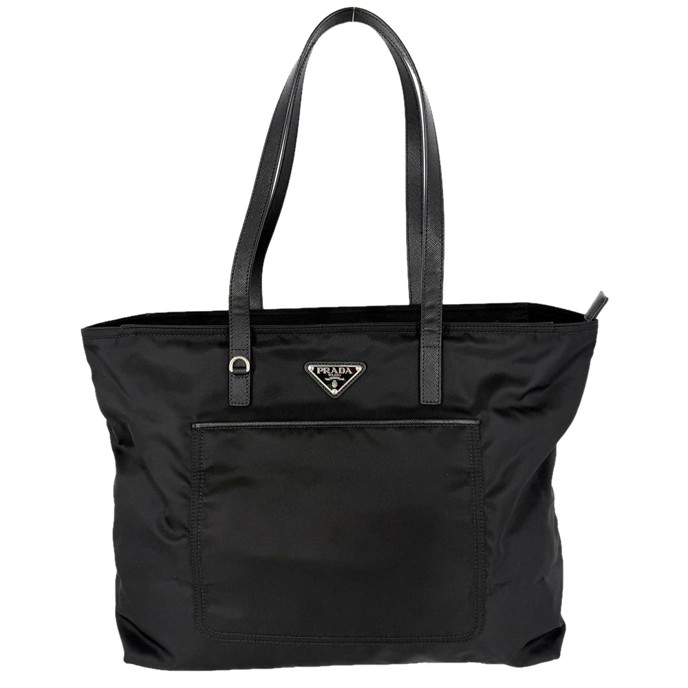PRADA プラダ トートバッグ トライアングルロゴ 1BG052 ナイロン ブラック 黒 シルバー金具 レディース【中古品】