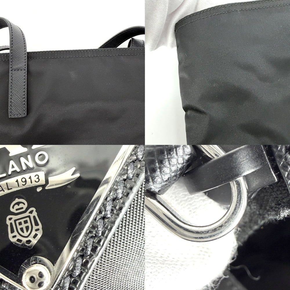 PRADA プラダ トートバッグ トライアングルロゴ 1BG052 ナイロン ブラック 黒 シルバー金具 レディース【中古品】
