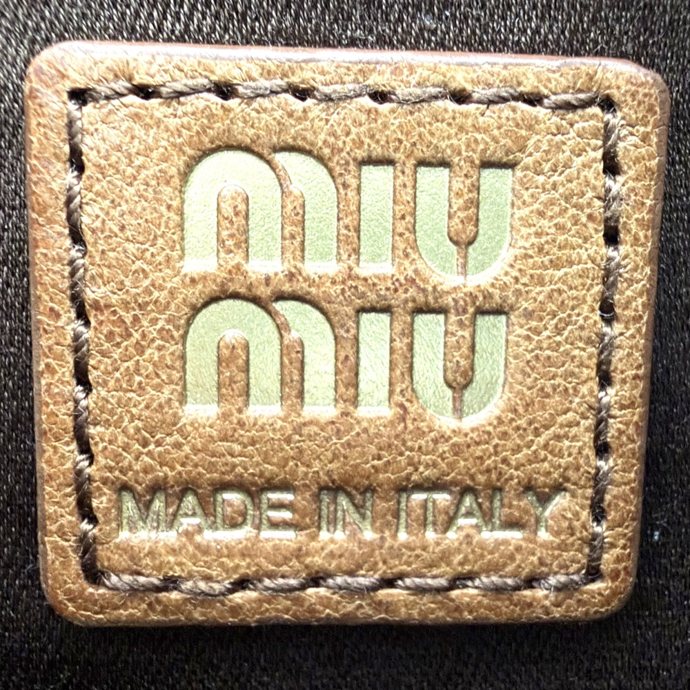 MIUMIU ミュウミュウ 2WAY ロゴ ホーボー ショルダーバッグ ハンドバッグ 5BC125 レザー ブラウン 茶 ゴールド金具 レディース【中古品】