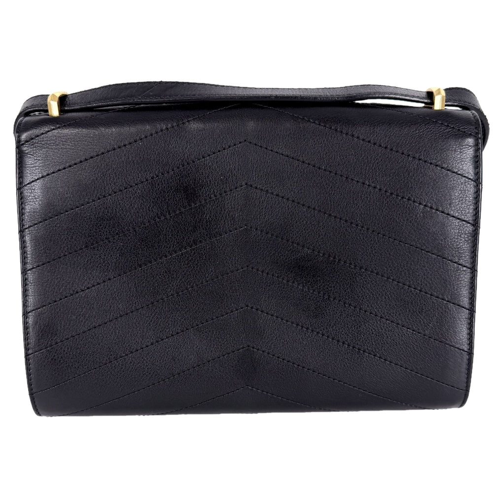 CHANEL シャネル ショルダーバッグ シェブロン チェーンショルダーバッグ ココマーク レザー ブラック 黒 ゴールド金具 レディース【中古品】
