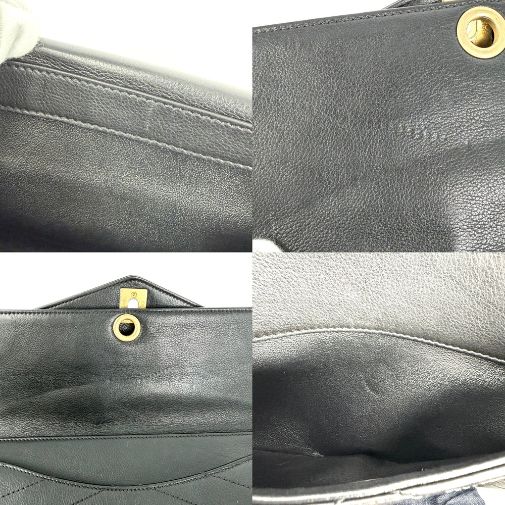 CHANEL シャネル ショルダーバッグ シェブロン チェーンショルダーバッグ ココマーク レザー ブラック 黒 ゴールド金具 レディース【中古品】