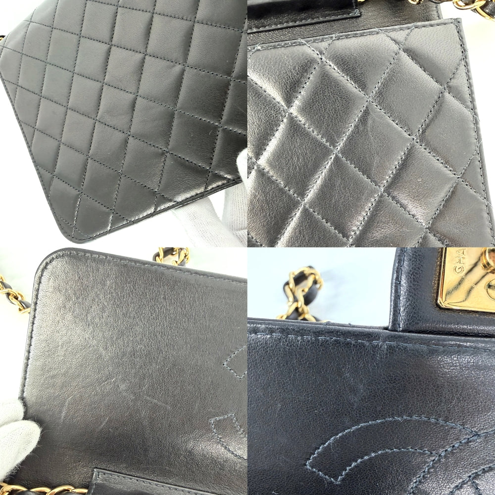 CHANEL シャネル ショルダーバッグ マトラッセ ココマーク プッシュロック ラムスキン ブラック 黒 ゴールド金具 レディース【中古品】