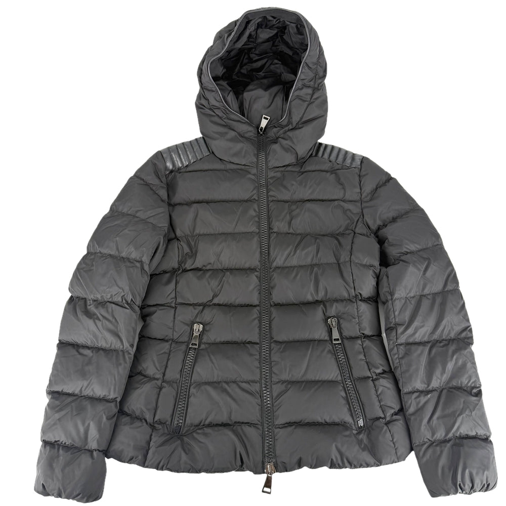 MONCLER モンクレール ダウンジャケット テトラ フード付き アウター TETRA　GIUBBOTTO サイズ2 ブラック 黒 シルバー金具 冬 ナイロン レディース【中古品】