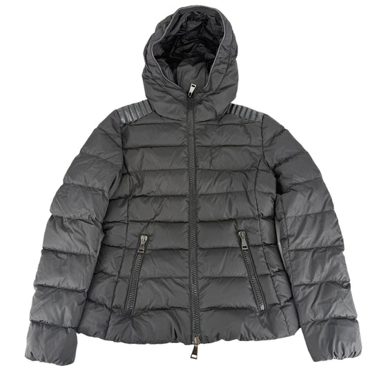 MONCLER モンクレール ダウンジャケット テトラ フード付き アウター TETRA　GIUBBOTTO サイズ2 ブラック 黒 シルバー金具 冬 ナイロン レディース【中古品】