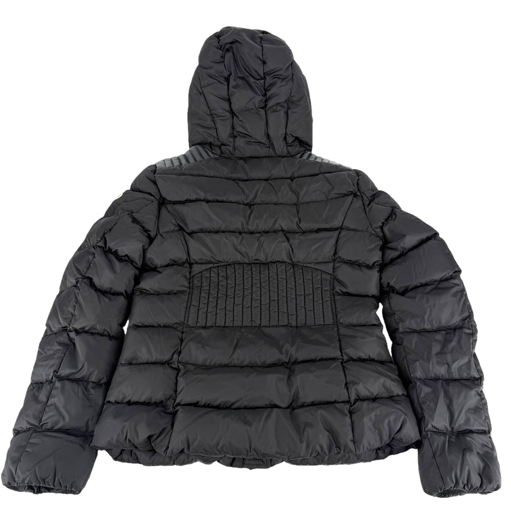 MONCLER モンクレール ダウンジャケット テトラ フード付き アウター TETRA　GIUBBOTTO サイズ2 ブラック 黒 シルバー金具 冬 ナイロン レディース【中古品】