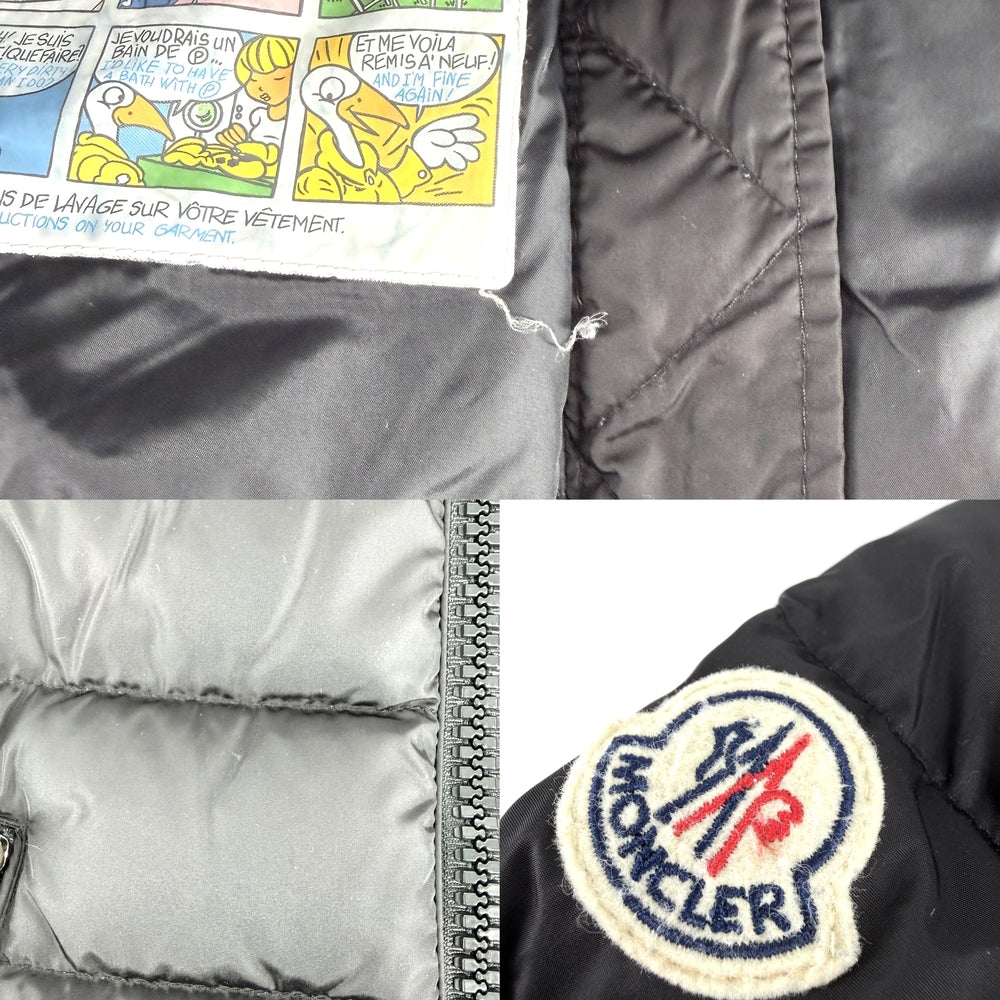 MONCLER モンクレール ダウンジャケット テトラ フード付き アウター TETRA　GIUBBOTTO サイズ2 ブラック 黒 シルバー金具 冬 ナイロン レディース【中古品】