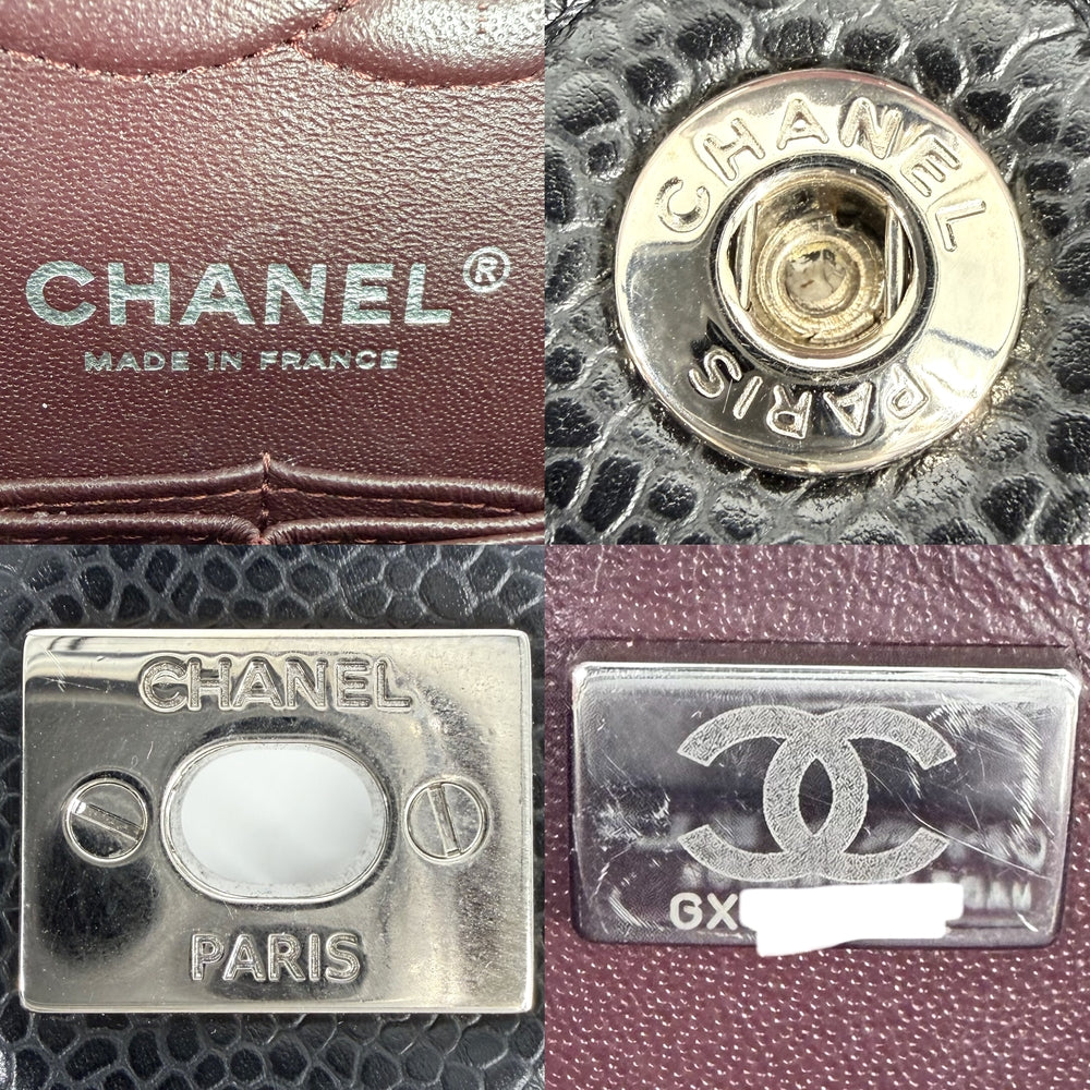CHANEL シャネル ショルダーバッグ マトラッセ23 ダブルチェーン ダブルフラップ ココマーク ターンロック キャビアスキン ブラック 黒 シルバー金具 レディース【中古品】