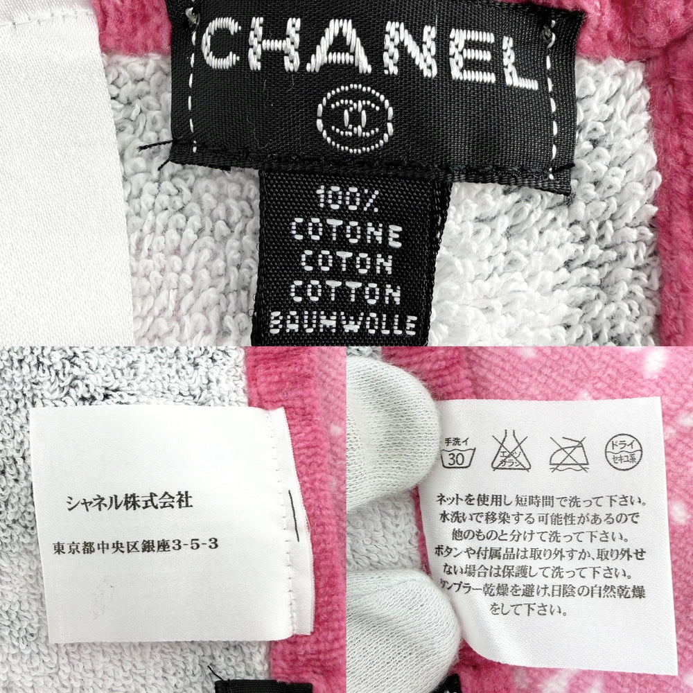 CHANEL シャネル ファッション雑貨 ココマーク ブランケット ビーチタオル 大判 コットン ピンク ブラック 黒 レディース【中古品】