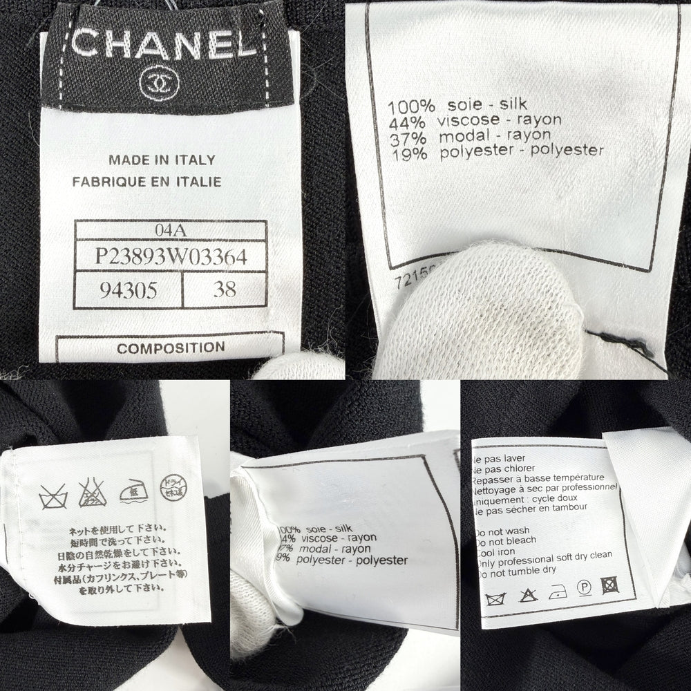 CHANEL シャネル トップス リボン 長袖 アパレル 服 38 ブラック 黒 秋 冬 シルク レディース【中古品】